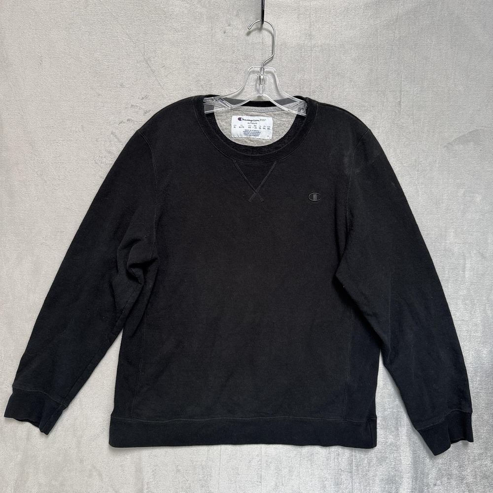 Champion Sweatshirt Mens‎ XL Black ECO Authentic Crewneck Pullover Fleece Logo